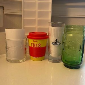 Assorted Glasswares Plus Ice Tray Jack Daniels Knob Creek Rolling Rock Kahlua